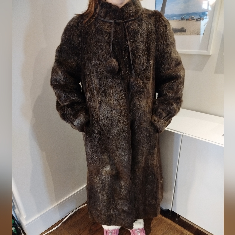 Genuine Fur Coat, Brown - Vintage